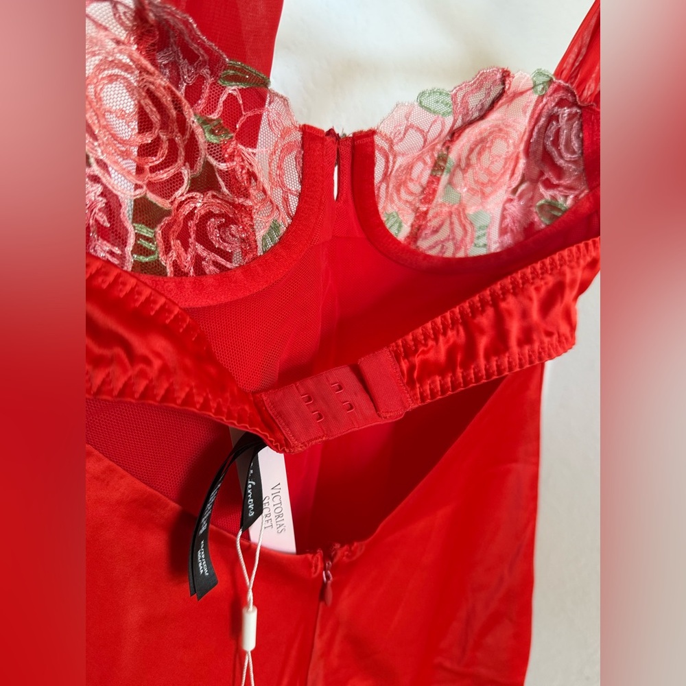 🌹For Love and Lemons Gene Slip Dress Red Floral Roses Tie Neck Holiday 2024 - XS - Picture 11 of 16
